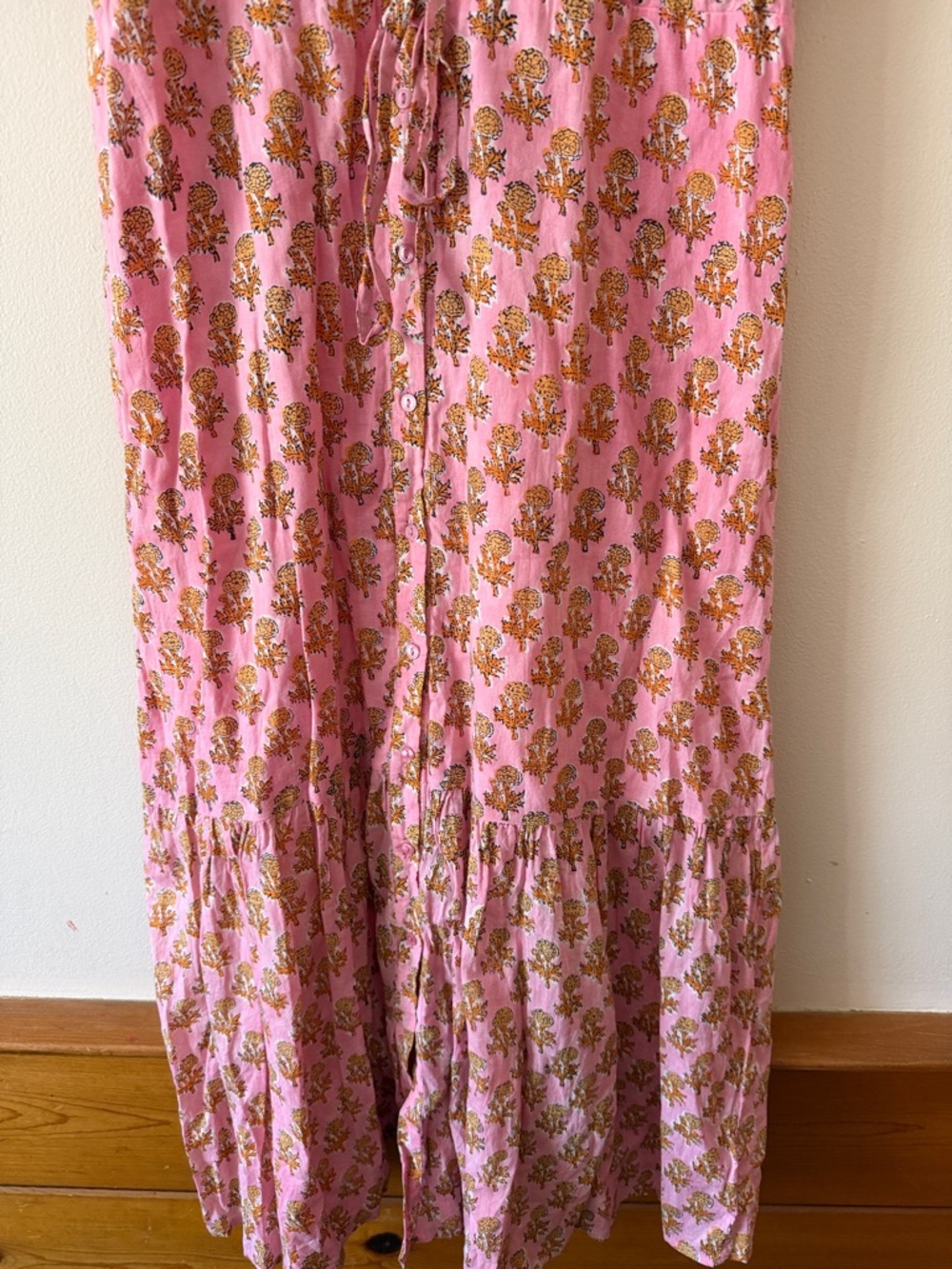 Emerson Frye India Collection Lucy Midi Dress Little Marigolds Size S - Picture 4 of 8